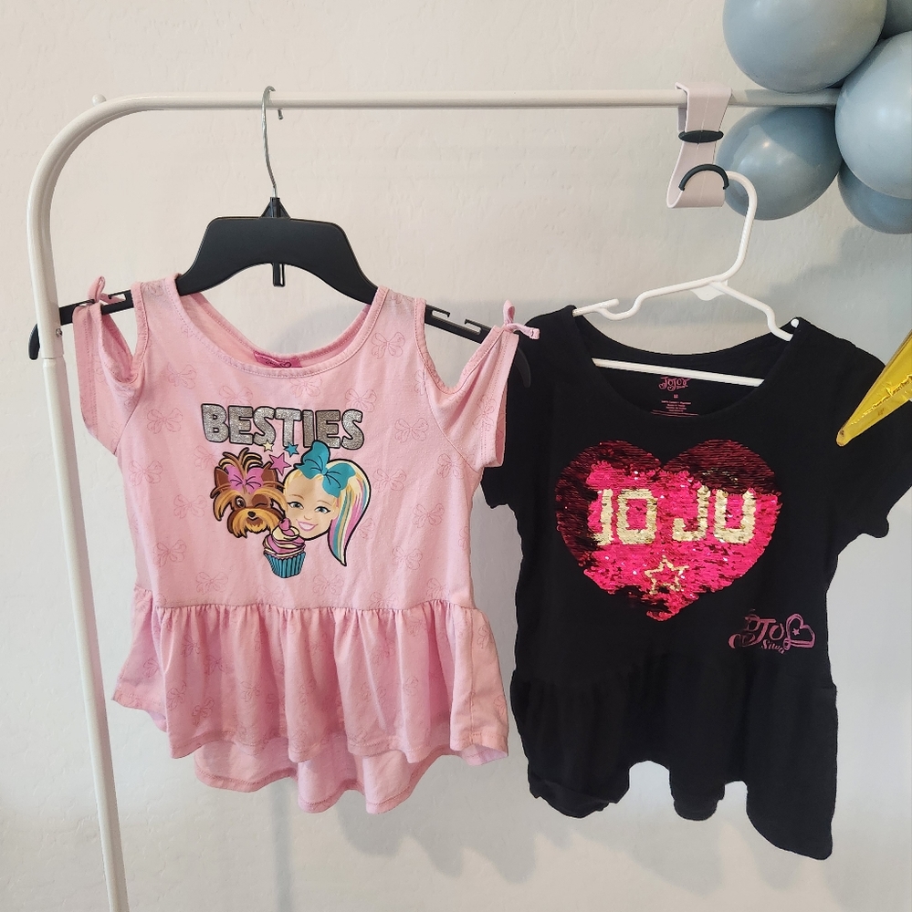 Two JoJo Siwa shirts. Black heart is sequin flip